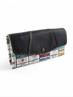 Charity's Stitches & Such Large Textile Wallet States License Plate Black Green